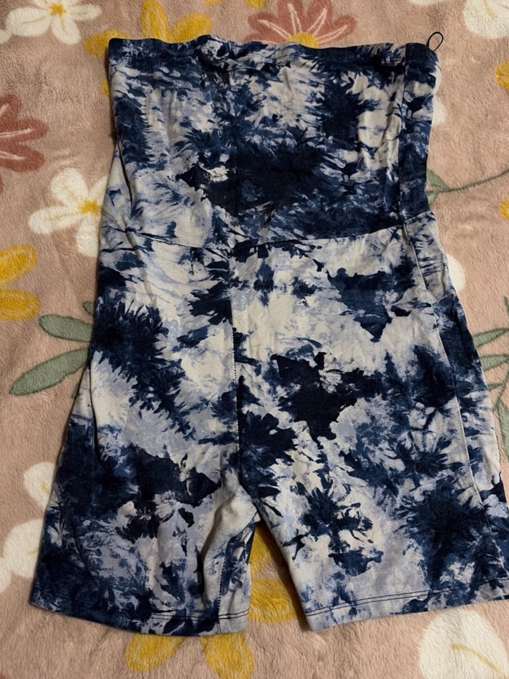 Women’s Strapless Tie-Dye Romper - Navy and White